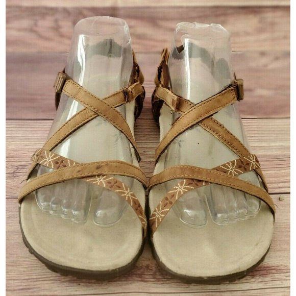 Merrell Women Terran Lattice Brown Leather Sandals - Picture 3 of 6